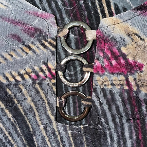 Avenue Multicolor Abstract Long Sleeve with Silver Metal Details - Picture 2 of 5